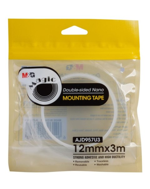 Taśma Nano Tape dwustronna przezroczysta 12mm x 3m MG Taśma Nano Tape dwustronna przezroczysta 12mm x 3m MG