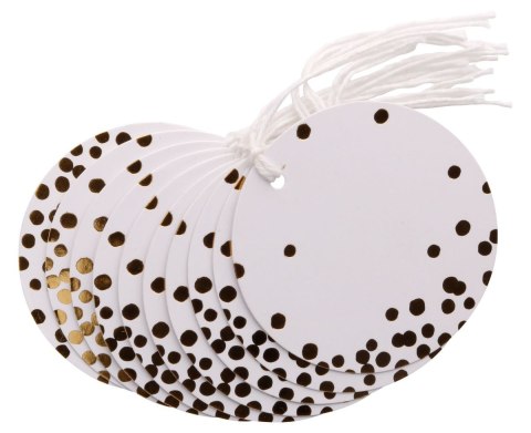 Zawieszki do prezentów Golden Dots okrągła 10 szt ze sznurkiem Zawieszki do prezentów Golden Dots okrągła 10 szt ze sznurkiem