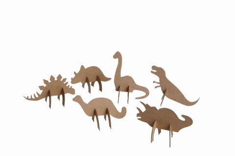 Zestaw kształtów tekturowych 3D DINO 6 szt 15 12 cm