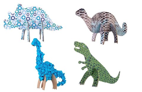 Zestaw kształtów tekturowych 3D DINO 6 szt 15 12 cm