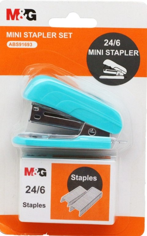 Zszywacz MINI + zszywki 24/6 12 kartek głębokość 25mm mix 5 kol.MG Zszywacz MINI + zszywki 24/6 12 kartek głębokość 25mm mix 5 kol.MG