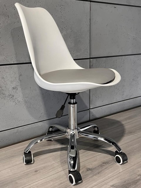 Krzesło obrotowe MONZA OFFICE WHITE + GREY PU Lugano