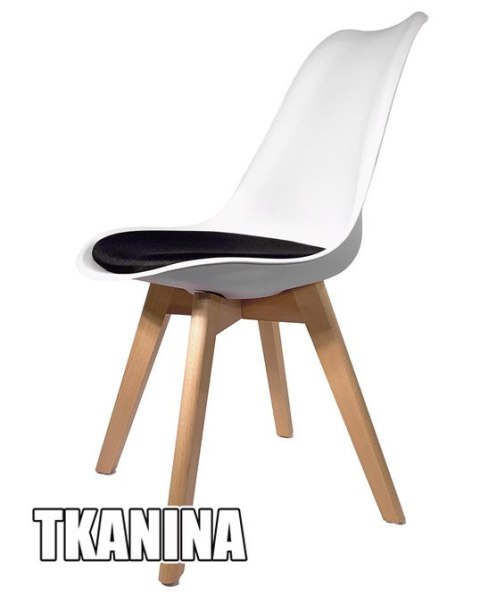 Krzesło skandynawskie MONZA WHITE - Black Fabric II Lugano