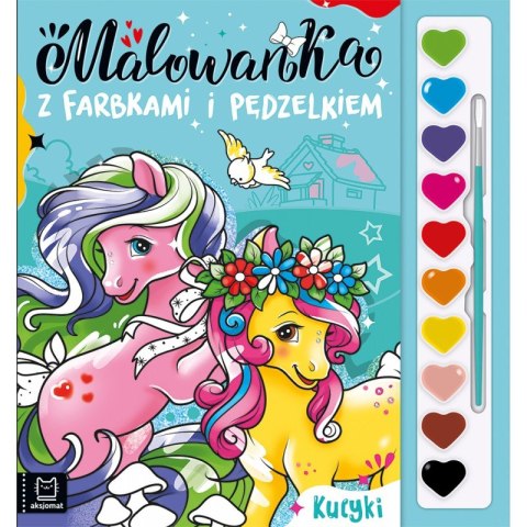 Malowanka z farbkami i pędzelkiem. Kucyki Malowanka z farbkami i pędzelkiem. Kucyki