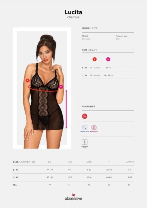 Bielizna-Lucita koszulka i stringi czarna L/XL Boss of toys