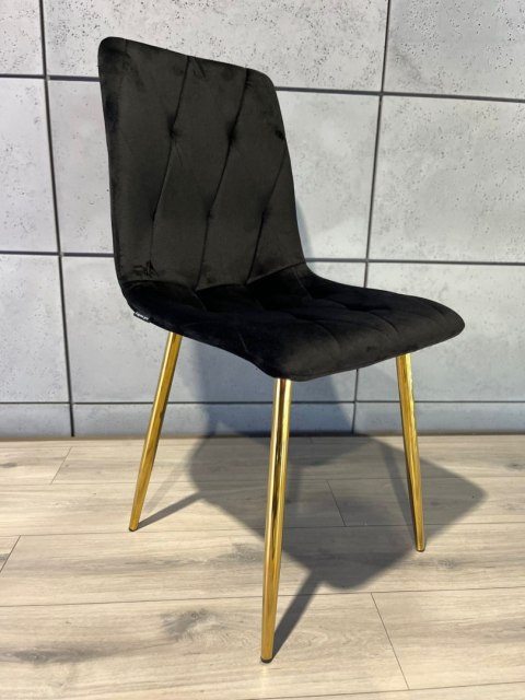 Krzesło tapicerowane BORGO VELVET BLACK GOLD II GATUNEK Lugano
