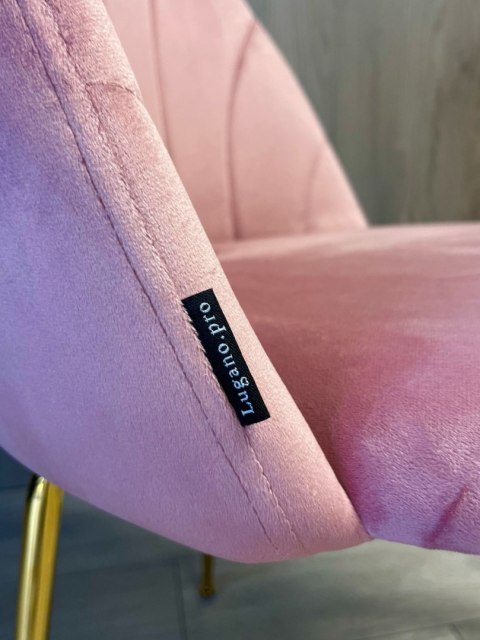 Krzesło tapicerowane CAMILA PINK VELVET GOLD Lugano