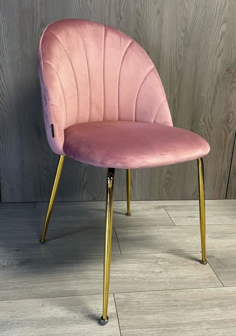 Krzesło tapicerowane CAMILA PINK VELVET GOLD Lugano