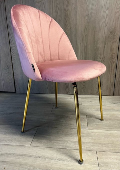 Krzesło tapicerowane CAMILA PINK VELVET GOLD Lugano