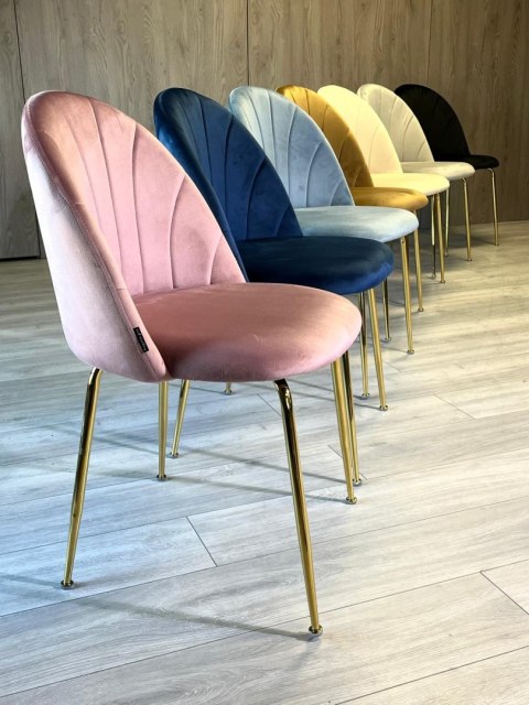 Krzesło tapicerowane CAMILA PINK VELVET GOLD Lugano