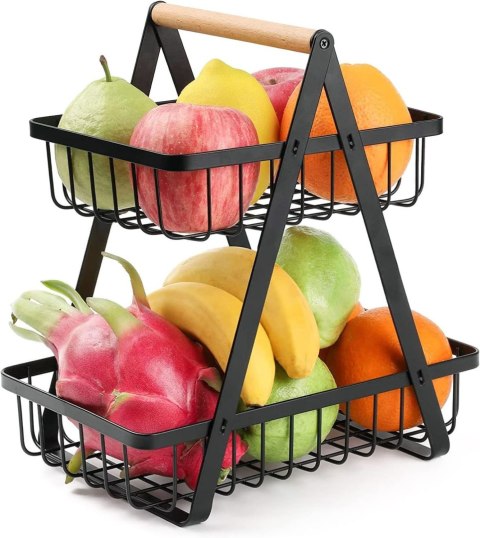 KOSZ NA OWOCE DWUPOZIOMOWY FRUT CZARNY