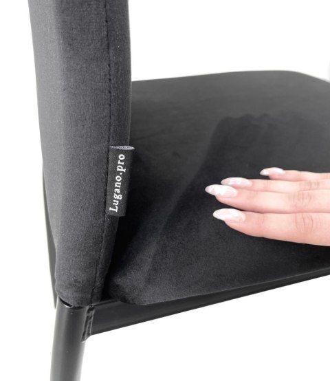 Krzesło tapicerowane VALVA DUO BLACK VELVET Lugano