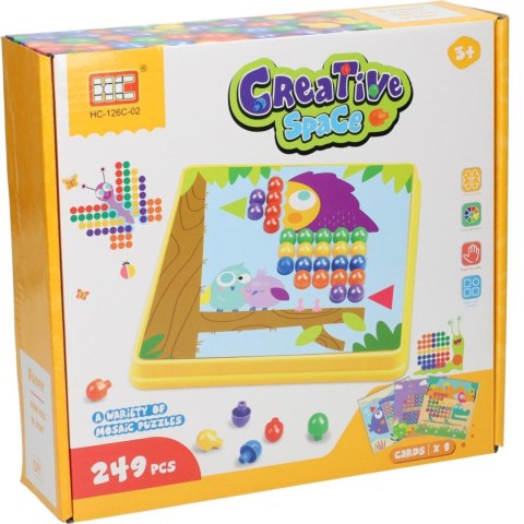 Układanka Guzikowa Mozaika Puzzle Klocki Edukacyjne Montessori 249 ele