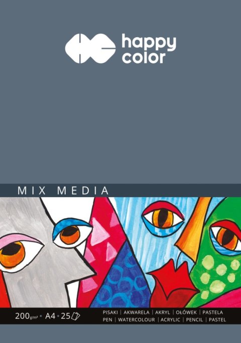 Blok MIX MEDIA, ART, A4, 25 ark, 200g, Happy Color Blok MIX MEDIA, ART, A4, 25 ark, 200g, Happy Color