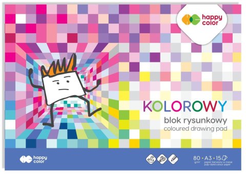 Blok rysunkowy kolorowy A3, 80g, 15 ark, Happy Color Blok rysunkowy kolorowy A3, 80g, 15 ark, Happy Color