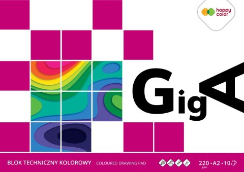 Blok techniczny GigA kolorowy, A2, 10 ark, 220g, Happy Color Blok techniczny GigA kolorowy, A2, 10 ark, 220g, Happy Color