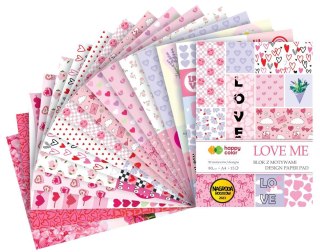 Blok z motywami LOVE ME, 80g/m2, A4, 15 ark, 30 motyw, Happy Color