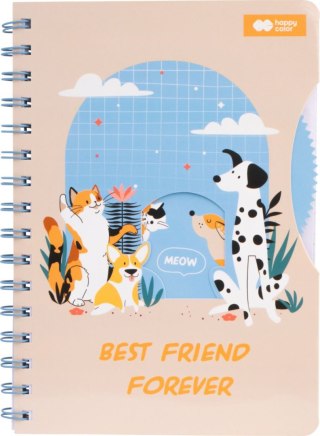 Notes na spirali CAT&DOG z okienkiem, A5, 80 ark, 80g/m2, kratka i kropki