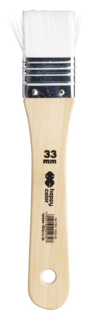 Pędzel hobby, biały nylon, płaski 33mm, Happy Color