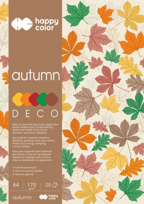 Blok Deco Forest 170 g/m2, A4, 20 ark., 5 kolorów, Happy Color Blok Deco Forest 170 g/m2, A4, 20 ark., 5 kolorów, Happy Color