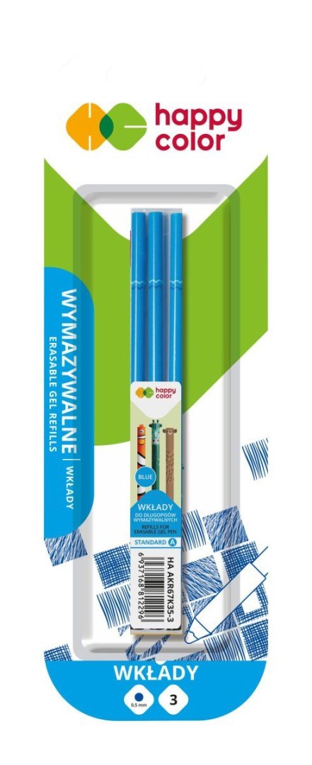 Wkłady do długopisu wymazywalnego, Stand. A, 0.5mm, niebieski, 3 sztuki Wkłady do długopisu wymazywalnego, Stand. A, 0.5mm, niebieski, 3 sztuki