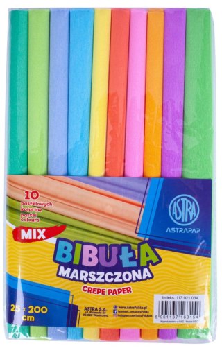 Bibuła marszczona ASTRAPAP 25*200 cm, MIX 10 kol. pastelowych, zestaw