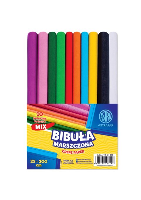 Bibuła marszczona ASTRAPAP 25*200 cm, MIX 10 kol., zestaw Bibuła marszczona ASTRAPAP 25*200 cm, MIX 10 kol., zestaw
