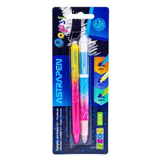 Zakreślacz i cienkopis 2w1 + Długopis wymazywalny NEON - 1 szt. Blister