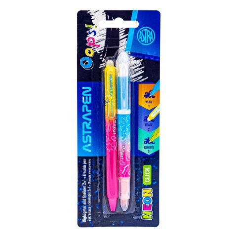 Zakreślacz i cienkopis 2w1 + Długopis wymazywalny NEON - 1 szt. Blister Zakreślacz i cienkopis 2w1 + Długopis wymazywalny NEON - 1 szt. Blister
