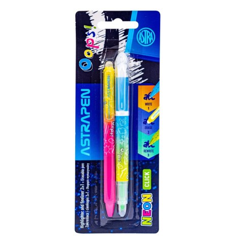Zakreślacz i cienkopis 2w1 + Długopis wymazywalny NEON - 1 szt. Blister Zakreślacz i cienkopis 2w1 + Długopis wymazywalny NEON - 1 szt. Blister