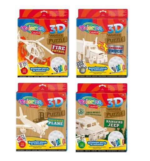 Colorino creative puzzle drewniane 3d - 4 WZORY Colorino creative puzzle drewniane 3d - 4 WZORY