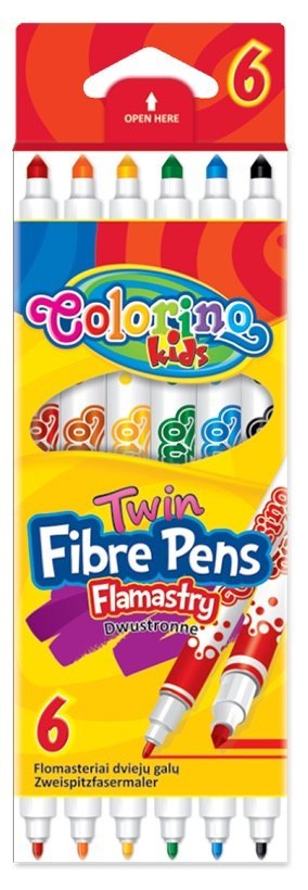 Colorino kids flamastry dwustonne 6 kolorów pisaki mazaki Colorino kids flamastry dwustonne 6 kolorów pisaki mazaki
