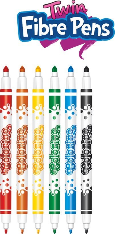 Colorino kids flamastry dwustonne 6 kolorów pisaki mazaki Colorino kids flamastry dwustonne 6 kolorów pisaki mazaki