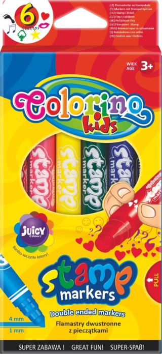 Colorino kids flamastry dwustronne pieczątki 6 kolorów pisaki mazaki