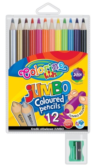 Colorino kids kredki ołówkowe okrągłe jumbo 12 kolorów. Etui + temperówka