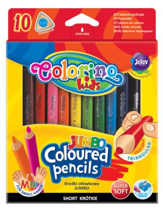 Colorino kids kredki ołówkowe trójkątne 10 kolorów jumbo 6,5cm + temperówka