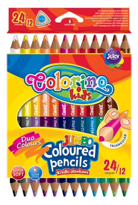 Colorino kids kredki ołówkowe trójkątne 12 szt 24 kolory jumbo dwukolorowe Colorino kids kredki ołówkowe trójkątne 12 szt 24 kolory jumbo dwukolorowe