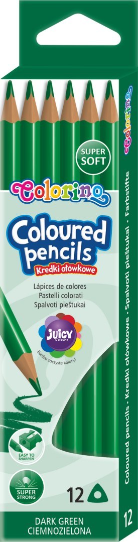 Colorino kids kredki ołówkowe trójkątne 12 sztuk ciemnozielone