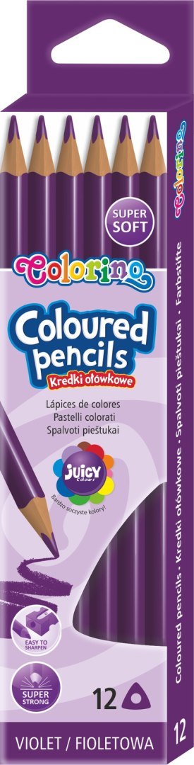 Colorino kids kredki ołówkowe trójkątne 12 sztuk fioletowe Colorino kids kredki ołówkowe trójkątne 12 sztuk fioletowe