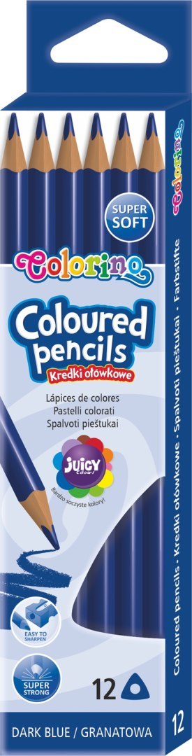 Colorino kids kredki ołówkowe trójkątne 12 sztuk granatowe