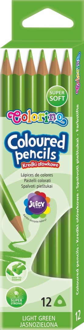 Colorino kids kredki ołówkowe trójkątne 12 sztuk jasnozielone