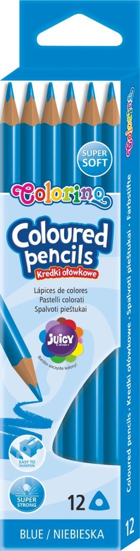 Colorino kids kredki ołówkowe trójkątne 12 sztuk niebieskie