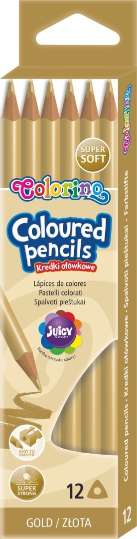 Colorino kids kredki ołówkowe trójkątne 12 sztuk złote