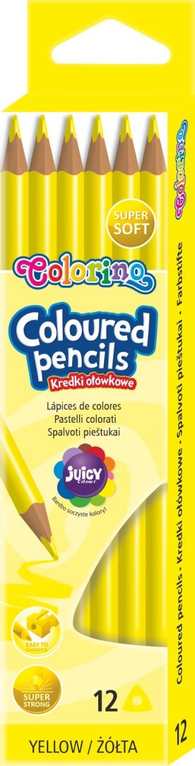 Colorino kids kredki ołówkowe trójkątne 12 sztuk żółte
