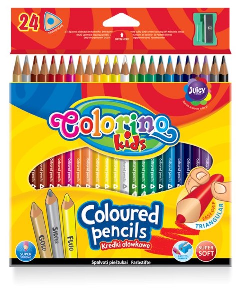 Colorino kids kredki ołówkowe trójkątne 24 kokory + temperówka Colorino kids kredki ołówkowe trójkątne 24 kokory + temperówka