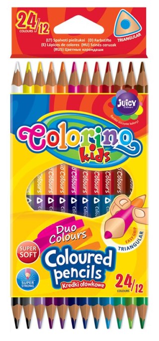 Colorino kids kredki ołówkowe trójkątne dwukolorowe 12 sztuk 24 kolory