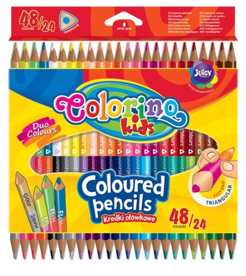 Colorino kids kredki ołówkowe trójkątne dwukolorowe 24 sztuki 48 kolorów Colorino kids kredki ołówkowe trójkątne dwukolorowe 24 sztuki 48 kolorów