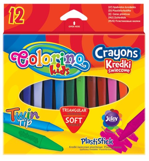 Colorino kids kredki świecowe 12 kolorów dla dzieci trójkątne plastikowe Colorino kids kredki świecowe 12 kolorów dla dzieci trójkątne plastikowe