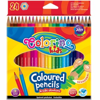 Colorino kredki ołówkowe heksagonalne 24 kolorów szkolne do przedszkola
