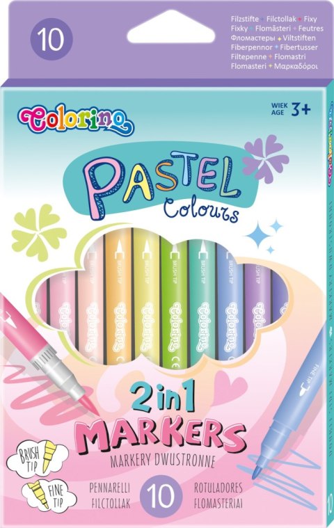 Colorino pastel flamastry dwustronne 10 kolorów pisaki mazaki Colorino pastel flamastry dwustronne 10 kolorów pisaki mazaki